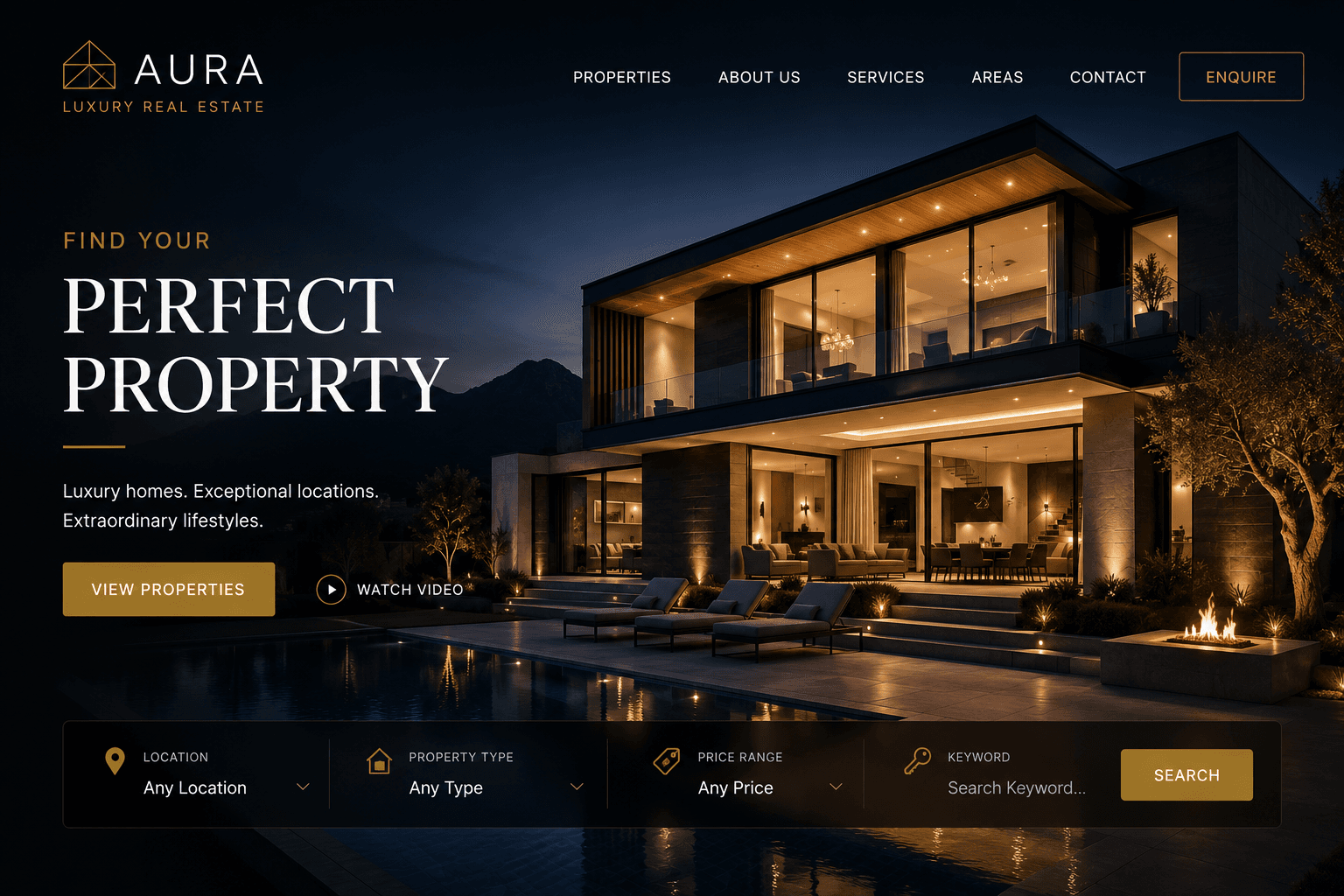 Aura Luxury Real Estate portfolio project